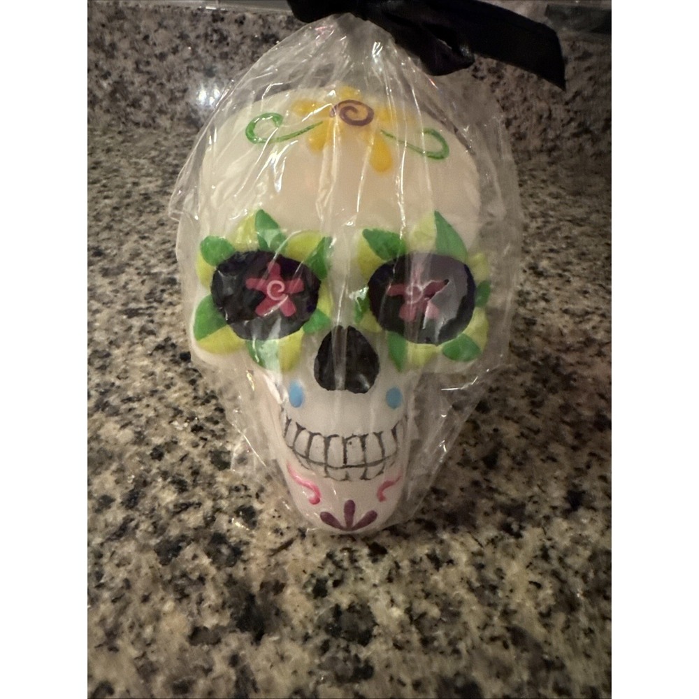 Day Of Dead‎ Skull Shaped Decorated Candle